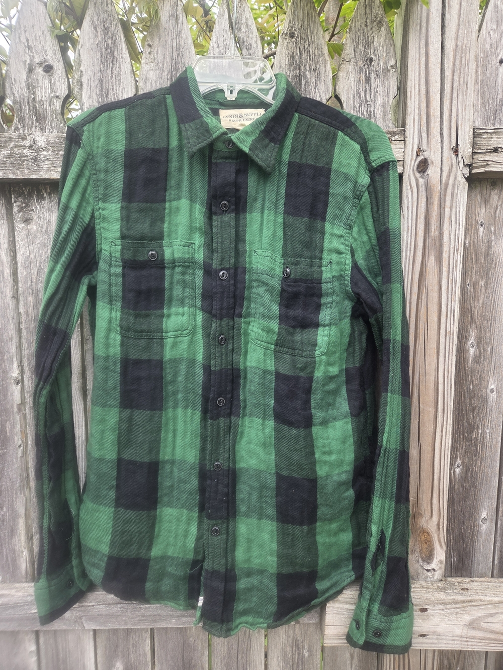 Denim & Supply Ralph Lauren Green and Black Plaid Button-Down Shirt